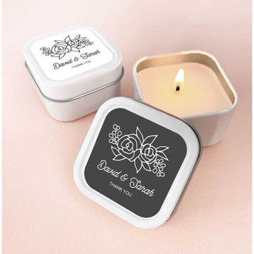 Floral Silhouette Square Candle Tins (Set of 12)