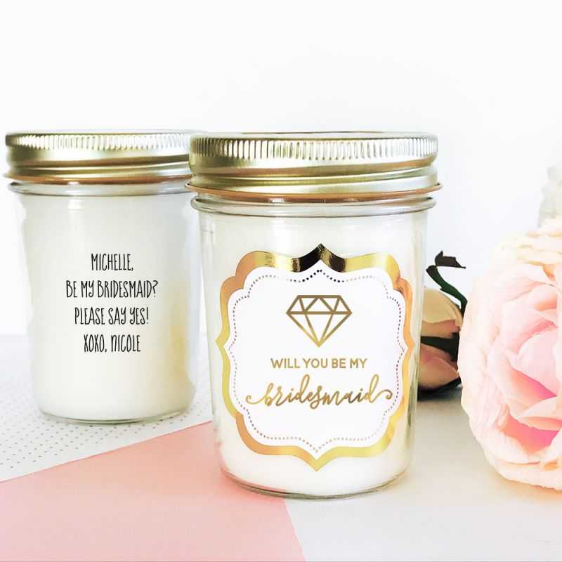 Soy Wax Wedding Mason Jar Candles with Gold Foil Labels