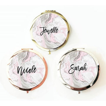 Personalized Pink Marble Compacts