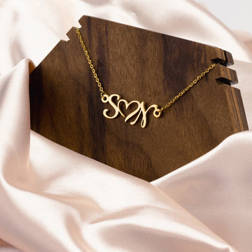 Romantic Double Initial Heart Necklace