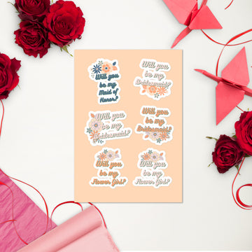 Retro Floral Bridesmaid Proposal Sticker Sheet